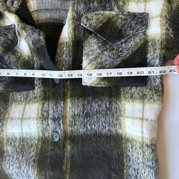 Steve Madden Shacket Dress Jacket Medium Long Sleeve Button Up Green Black White - Picture 5 of 8